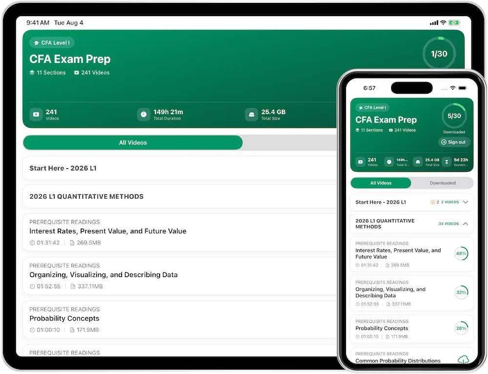 CFA Exam Prep shown on tablet and mobile